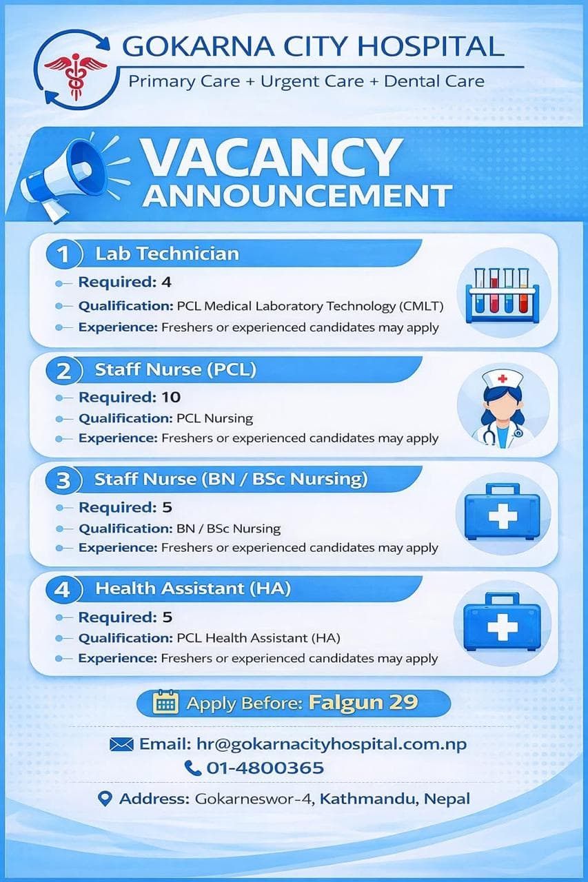 Gokarna City Hospital Vacancy Announcement