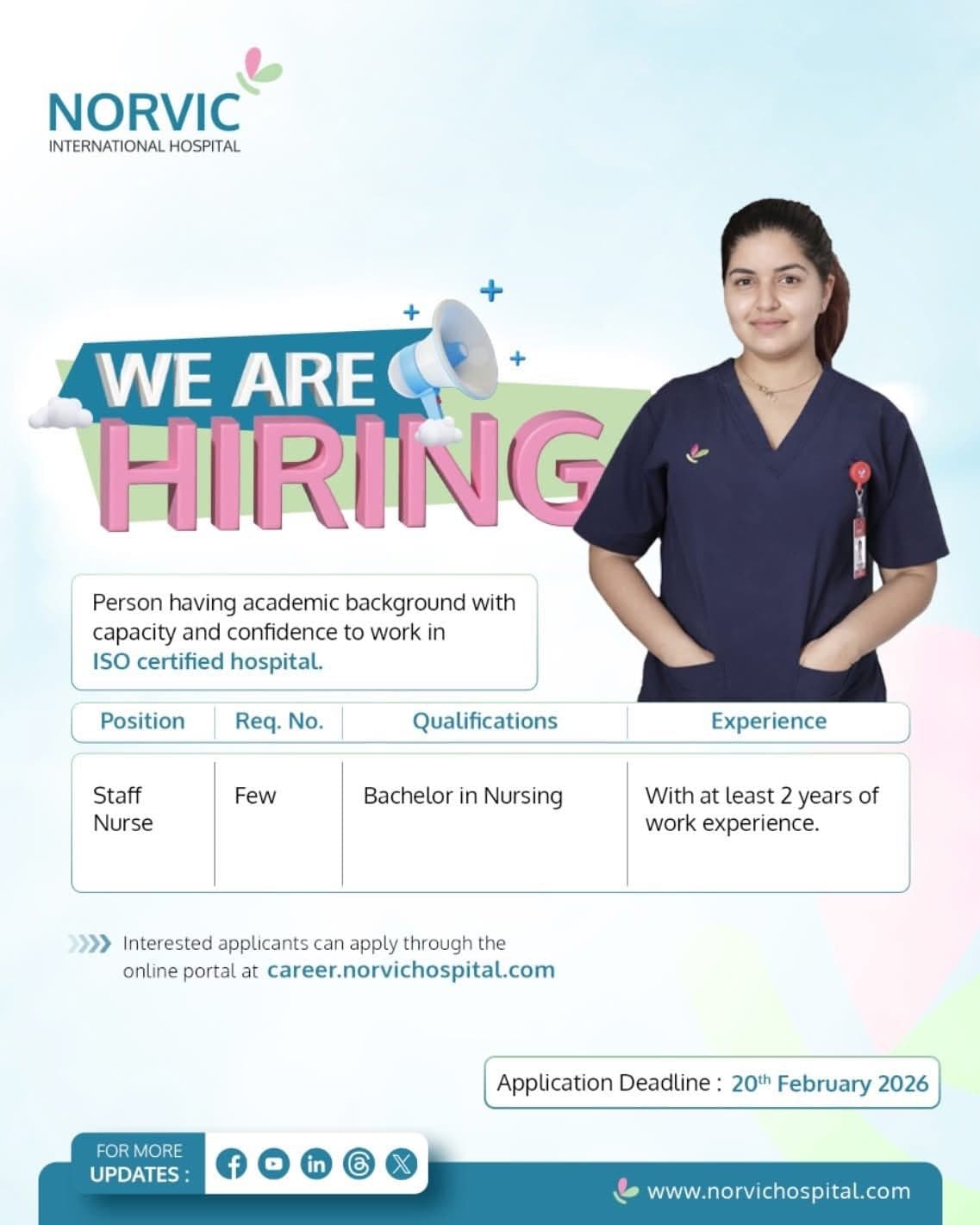Norvic Hospital, vacancy for Staff Nurse