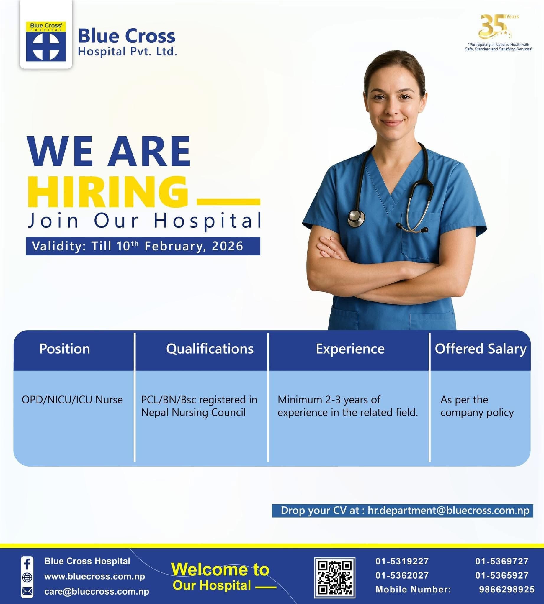 Blue Cross Hospital Vacancy