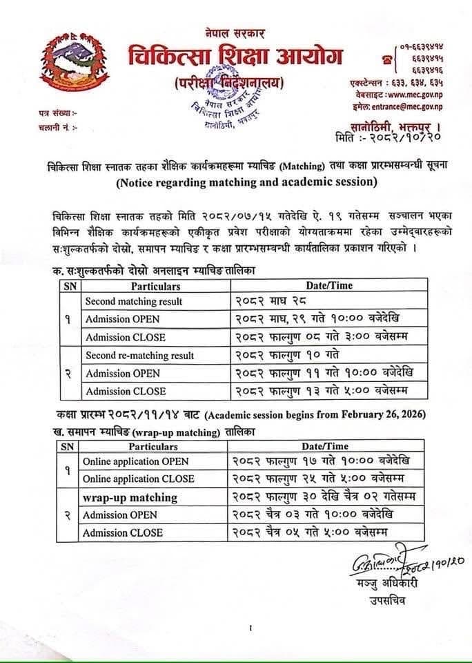 New Session start and orientation program Notice of different Medical colleges 2082/83 Session