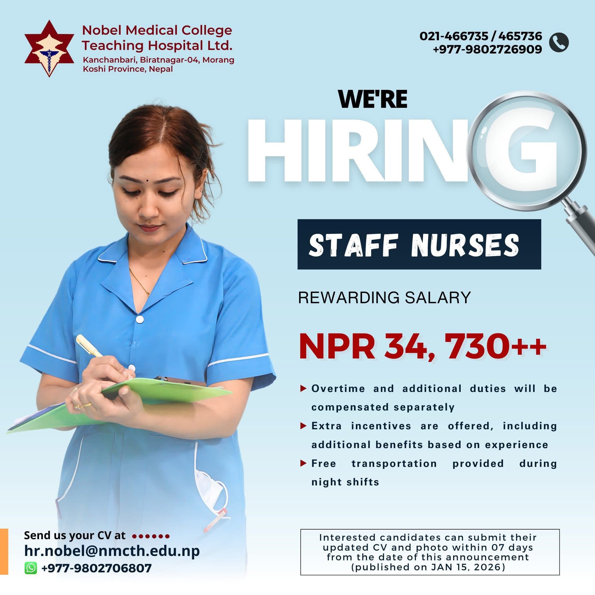 Nobel Medical College Teaching Hospital Vacancy