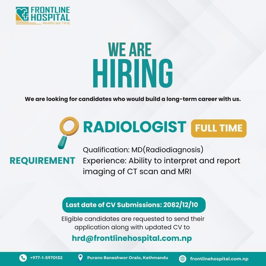 Frontline Hospital - Vacancy for Radiologist